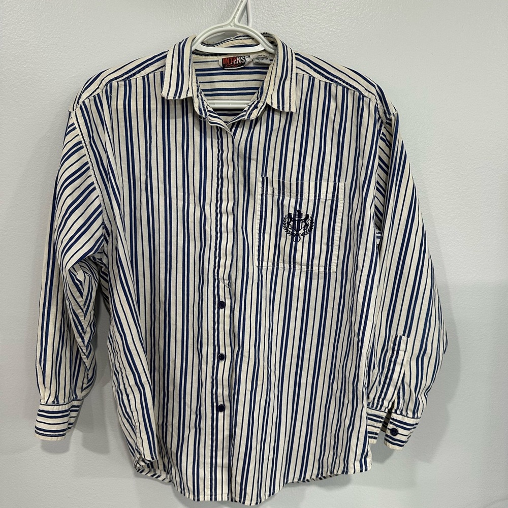 Women's Blue and White Striped Casual Shirt